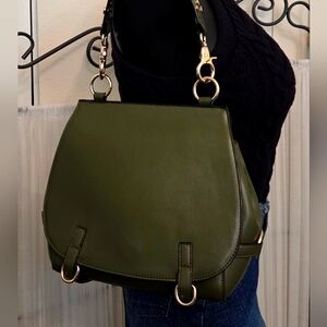 SZone Leather Olive Green Shoulder Bag!